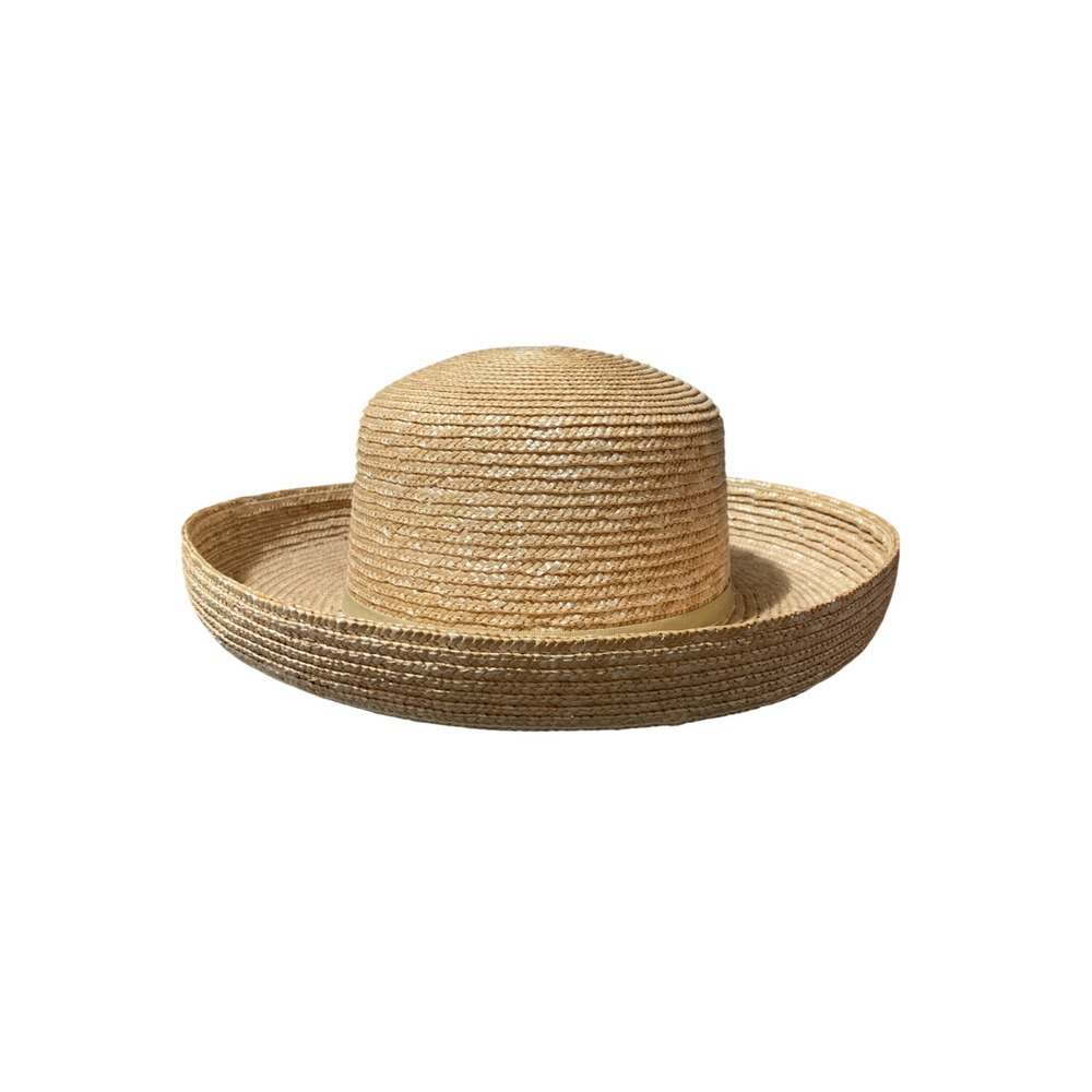 Betmar Sun Hat Womens OS Boater Natural Tan Straw Wide Upturned Brim EUC